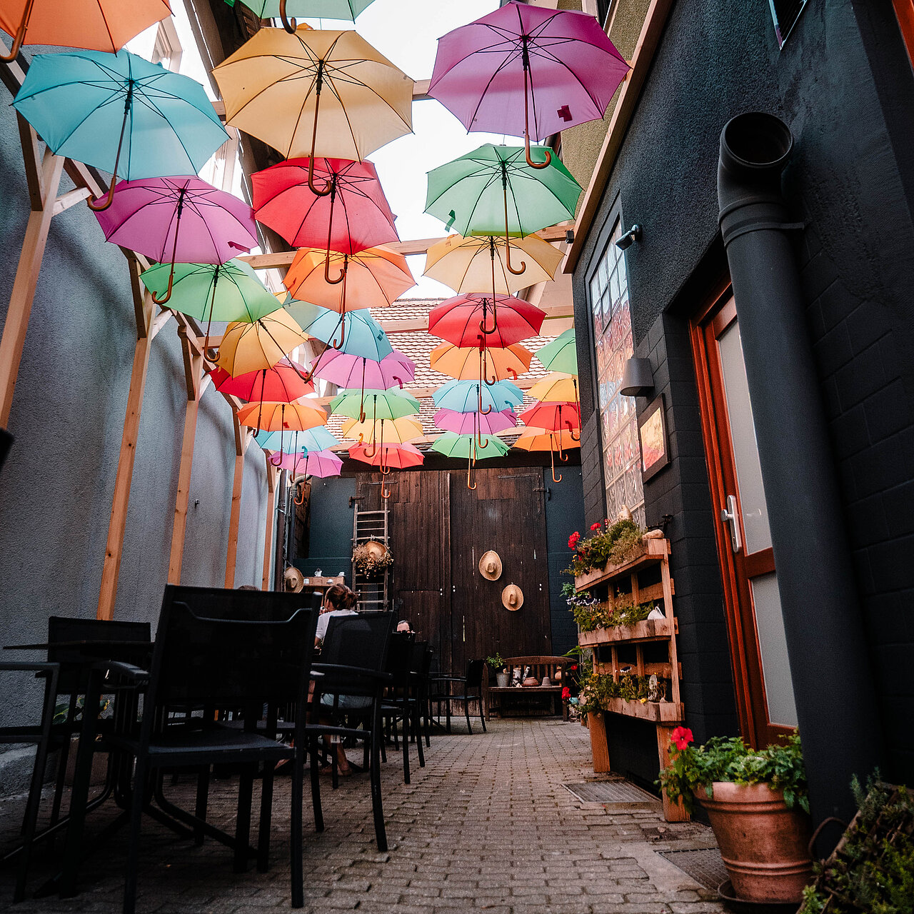 Innenhof der Kaffeerösterei Utopia