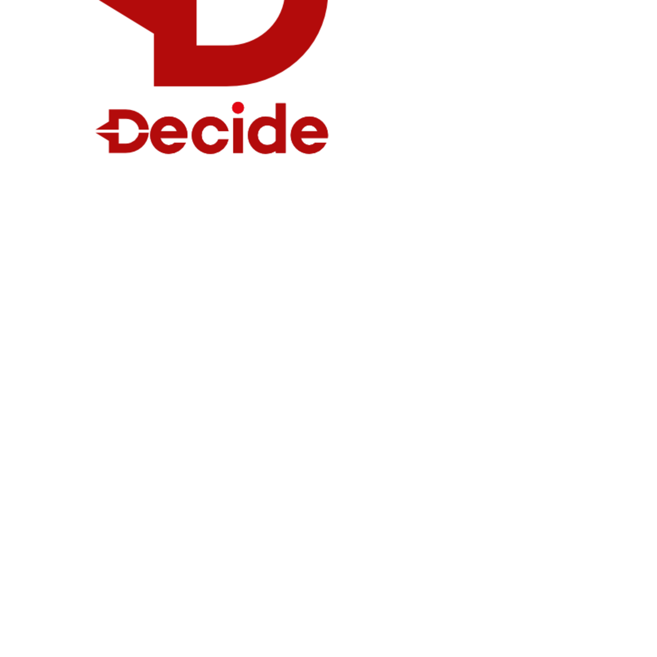 Logo Decide im Anschnitt auf weiß